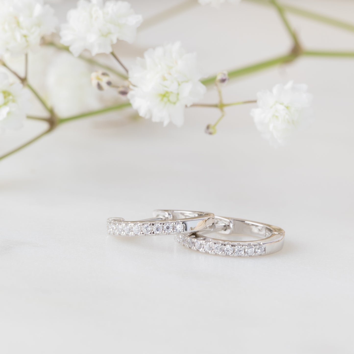 925 Sterling Silver Cubic Zirconia Hoop Small