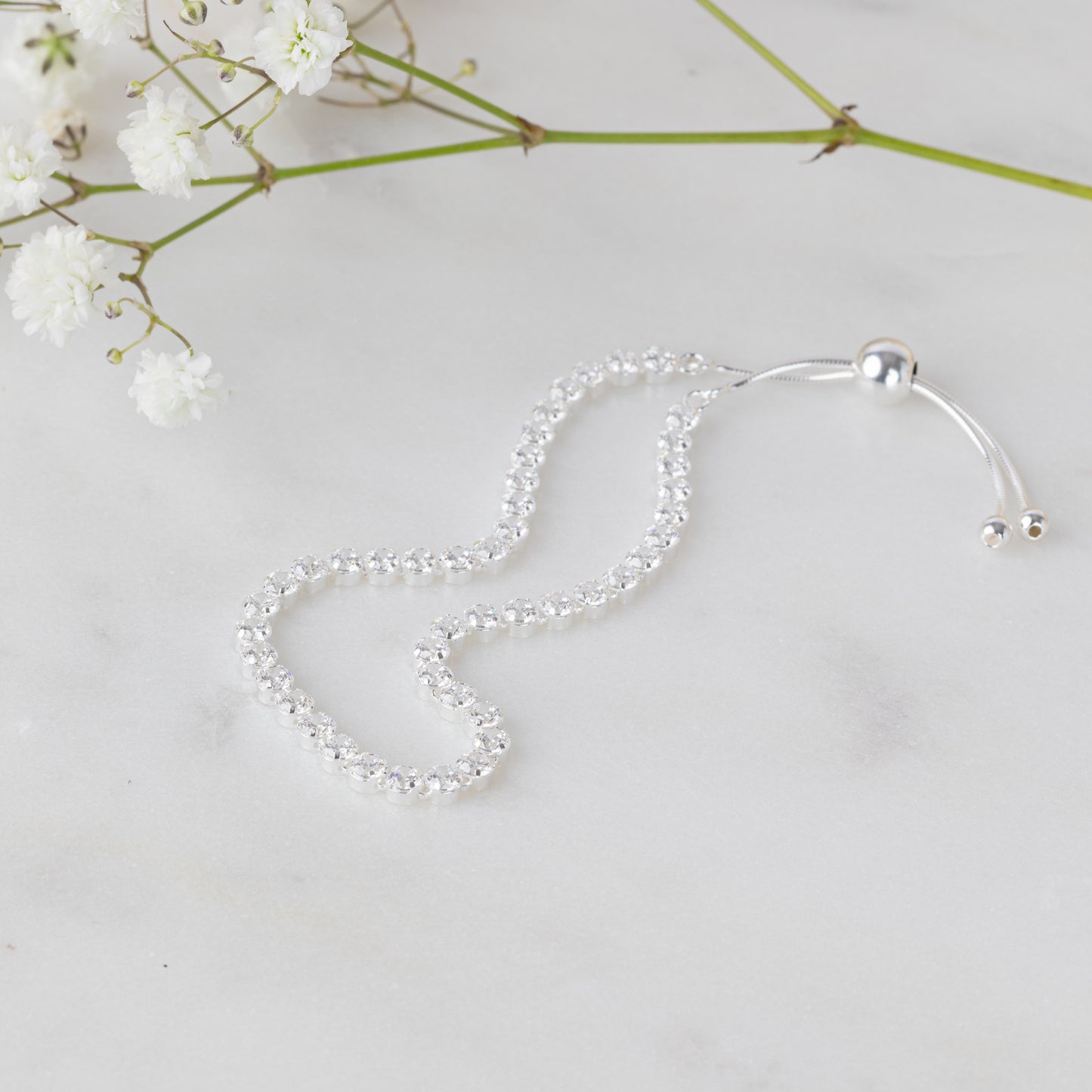 925 Sterling Silver CZ Adjustable Tennis Bracelet