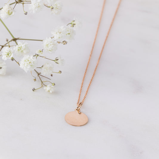 9ct Rose Gold Chain and Disc Pendant
