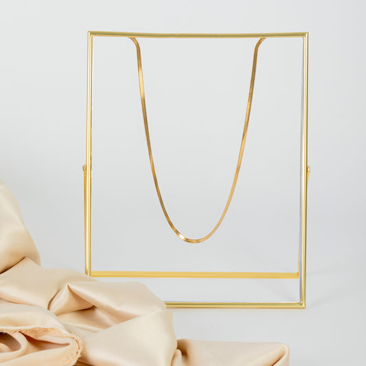 18ct Gold Plated Stainless Steel Herringbone Necklace, 4mm