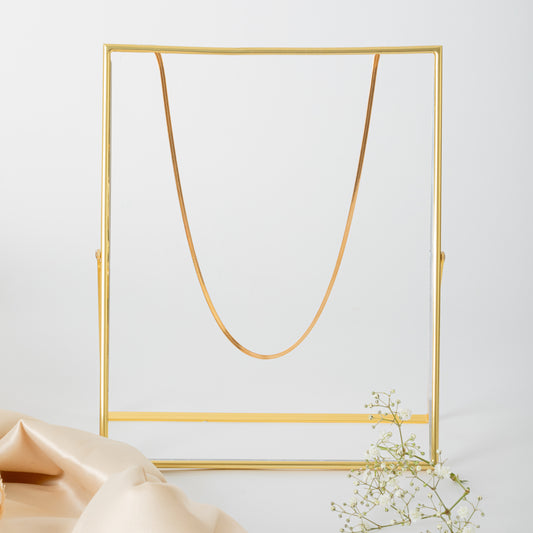 18ct Gold Plated Stainless Steel Herringbone Necklace, 3mm