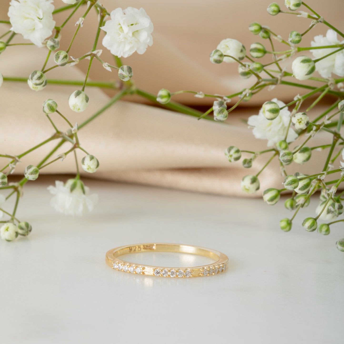9ct Gold Plated Sterling Silver CZ Eternity Stacking Ring