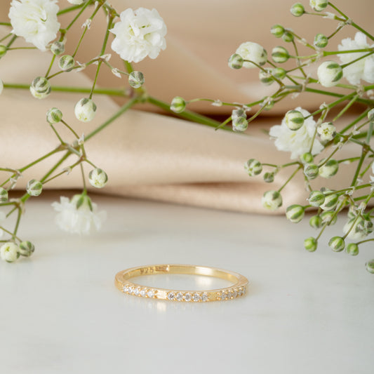 9ct Gold Plated Sterling Silver CZ Eternity Stacking Ring