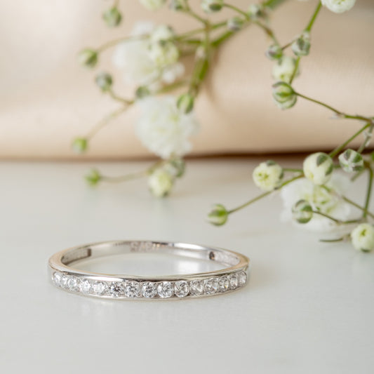 9ct White Gold CZ Eternity Band